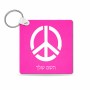 מחזיק מפתחות בצורת ריבוע בעיצוב אישי עם השם שלך בעיצוב סמל השלום גודל המחזיק 5 × 5 ס"מ