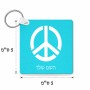 מחזיק מפתחות בצורת ריבוע בעיצוב אישי עם השם שלך בעיצוב סמל השלום גודל המחזיק 5 × 5 ס"מ