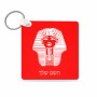 מחזיק מפתחות בצורת ריבוע בעיצוב אישי עם השם שלך בעיצוב פרעה - תות ענח' אמון מצרי גודל המחזיק 5 × 5 ס"מ