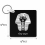 מחזיק מפתחות בצורת ריבוע בעיצוב אישי עם השם שלך בעיצוב פרעה - תות ענח' אמון מצרי גודל המחזיק 5 × 5 ס"מ