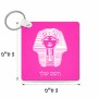 מחזיק מפתחות בצורת ריבוע בעיצוב אישי עם השם שלך בעיצוב פרעה - תות ענח' אמון מצרי גודל המחזיק 5 × 5 ס"מ