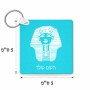 מחזיק מפתחות בצורת ריבוע בעיצוב אישי עם השם שלך בעיצוב פרעה - תות ענח' אמון מצרי גודל המחזיק 5 × 5 ס"מ
