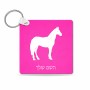 מחזיק מפתחות בצורת ריבוע בעיצוב אישי עם השם שלך בעיצוב סוס גודל המחזיק 5 × 5 ס"מ