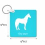 מחזיק מפתחות בצורת ריבוע בעיצוב אישי עם השם שלך בעיצוב סוס גודל המחזיק 5 × 5 ס"מ