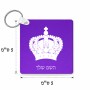 מחזיק מפתחות בצורת ריבוע בעיצוב אישי עם השם שלך בעיצוב כתר מלכותי גודל המחזיק 5 × 5 ס"מ