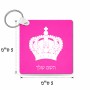 מחזיק מפתחות בצורת ריבוע בעיצוב אישי עם השם שלך בעיצוב כתר מלכותי גודל המחזיק 5 × 5 ס"מ