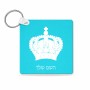מחזיק מפתחות בצורת ריבוע בעיצוב אישי עם השם שלך בעיצוב כתר מלכותי גודל המחזיק 5 × 5 ס"מ