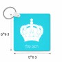 מחזיק מפתחות בצורת ריבוע בעיצוב אישי עם השם שלך בעיצוב כתר מלכותי גודל המחזיק 5 × 5 ס"מ