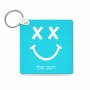 מחזיק מפתחות בצורת ריבוע בעיצוב אישי עם השם שלך בעיצוב סמיילי גודל המחזיק 5 × 5 ס"מ