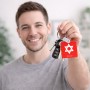 מחזיק מפתחות בצורת ריבוע בעיצוב אישי עם השם שלך בעיצוב מגן דוד - מגן דוד - ישראל גודל המחזיק 5 × 5 ס"מ