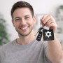 מחזיק מפתחות בצורת ריבוע בעיצוב אישי עם השם שלך בעיצוב מגן דוד - מגן דוד - ישראל גודל המחזיק 5 × 5 ס"מ