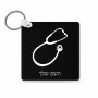 מחזיק מפתחות בצורת ריבוע בעיצוב אישי עם השם שלך בעיצוב סטטוסקופ רופא גודל המחזיק 5 × 5 ס"מ