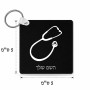 מחזיק מפתחות בצורת ריבוע בעיצוב אישי עם השם שלך בעיצוב סטטוסקופ רופא גודל המחזיק 5 × 5 ס"מ