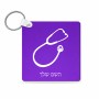 מחזיק מפתחות בצורת ריבוע בעיצוב אישי עם השם שלך בעיצוב סטטוסקופ רופא גודל המחזיק 5 × 5 ס"מ