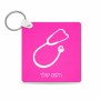 מחזיק מפתחות בצורת ריבוע בעיצוב אישי עם השם שלך בעיצוב סטטוסקופ רופא גודל המחזיק 5 × 5 ס"מ