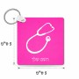 מחזיק מפתחות בצורת ריבוע בעיצוב אישי עם השם שלך בעיצוב סטטוסקופ רופא גודל המחזיק 5 × 5 ס"מ