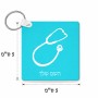 מחזיק מפתחות בצורת ריבוע בעיצוב אישי עם השם שלך בעיצוב סטטוסקופ רופא גודל המחזיק 5 × 5 ס"מ