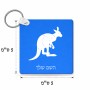 מחזיק מפתחות בצורת ריבוע בעיצוב אישי עם השם שלך בעיצוב קנגורו גודל המחזיק 5 × 5 ס"מ