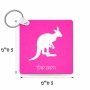 מחזיק מפתחות בצורת ריבוע בעיצוב אישי עם השם שלך בעיצוב קנגורו גודל המחזיק 5 × 5 ס"מ