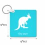 מחזיק מפתחות בצורת ריבוע בעיצוב אישי עם השם שלך בעיצוב קנגורו גודל המחזיק 5 × 5 ס"מ