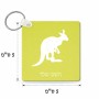 מחזיק מפתחות בצורת ריבוע בעיצוב אישי עם השם שלך בעיצוב קנגורו גודל המחזיק 5 × 5 ס"מ