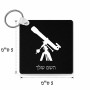 מחזיק מפתחות בצורת ריבוע בעיצוב אישי עם השם שלך בעיצוב טלסקופ גודל המחזיק 5 × 5 ס"מ