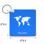 מחזיק מפתחות בצורת ריבוע בעיצוב אישי עם השם שלך בעיצוב מפת העולם גודל המחזיק 5 × 5 ס"מ