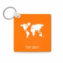 מחזיק מפתחות בצורת ריבוע בעיצוב אישי עם השם שלך בעיצוב מפת העולם גודל המחזיק 5 × 5 ס"מ