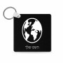 מחזיק מפתחות בצורת ריבוע בעיצוב אישי עם השם שלך בעיצוב עולם גודל המחזיק 5 × 5 ס"מ