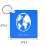מחזיק מפתחות בצורת ריבוע בעיצוב אישי עם השם שלך בעיצוב עולם גודל המחזיק 5 × 5 ס"מ