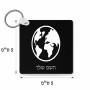 מחזיק מפתחות בצורת ריבוע בעיצוב אישי עם השם שלך בעיצוב עולם גודל המחזיק 5 × 5 ס"מ