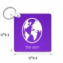 מחזיק מפתחות בצורת ריבוע בעיצוב אישי עם השם שלך בעיצוב עולם גודל המחזיק 5 × 5 ס"מ