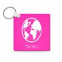 מחזיק מפתחות בצורת ריבוע בעיצוב אישי עם השם שלך בעיצוב עולם גודל המחזיק 5 × 5 ס"מ