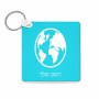 מחזיק מפתחות בצורת ריבוע בעיצוב אישי עם השם שלך בעיצוב עולם גודל המחזיק 5 × 5 ס"מ