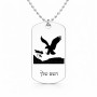 שרשרת דיסקיט מאלומיניום בעיצוב אישי עם השם שלך בעיצוב נשר אמריקאי גודל הדיסקיט 2.9 × 5 ס"מ