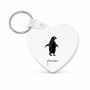 מחזיק מפתחות בצורת לב בעיצוב אישי עם השם שלך בעיצוב פינגווין גודל המחזיק 5 × 5 ס"מ