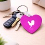 מחזיק מפתחות בצורת לב בעיצוב אישי עם השם שלך בעיצוב תרנגול גודל המחזיק 5 × 5 ס"מ