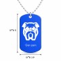 שרשרת דיסקיט מאלומיניום בעיצוב אישי עם השם שלך בעיצוב פרצוף בולדוג גודל הדיסקיט 2.9 × 5 ס"מ