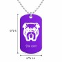 שרשרת דיסקיט מאלומיניום בעיצוב אישי עם השם שלך בעיצוב פרצוף בולדוג גודל הדיסקיט 2.9 × 5 ס"מ