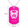 שרשרת דיסקיט מאלומיניום בעיצוב אישי עם השם שלך בעיצוב פרצוף בולדוג גודל הדיסקיט 2.9 × 5 ס"מ