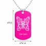שרשרת דיסקיט מאלומיניום בעיצוב אישי עם השם שלך בעיצוב פרפר גודל הדיסקיט 2.9 × 5 ס"מ