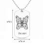 שרשרת דיסקיט מאלומיניום בעיצוב אישי עם השם שלך בעיצוב פרפר גודל הדיסקיט 2.9 × 5 ס"מ