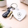 מחזיק מפתחות בצורת לב בעיצוב אישי עם השם שלך בעיצוב מרצדס-בנץ גודל המחזיק 5 × 5 ס"מ