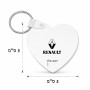 מחזיק מפתחות בצורת לב בעיצוב אישי עם השם שלך בעיצוב רנו גודל המחזיק 5 × 5 ס"מ