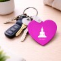 מחזיק מפתחות בצורת לב בעיצוב אישי עם השם שלך בעיצוב בודה גודל המחזיק 5 × 5 ס"מ