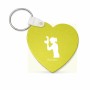 מחזיק מפתחות בצורת לב בעיצוב אישי עם השם שלך בעיצוב צלמת - אישה גודל המחזיק 5 × 5 ס"מ
