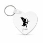 מחזיק מפתחות בצורת לב בעיצוב אישי עם השם שלך בעיצוב קופידון גודל המחזיק 5 × 5 ס"מ