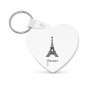 מחזיק מפתחות בצורת לב בעיצוב אישי עם השם שלך בעיצוב מגדל אייפל גודל המחזיק 5 × 5 ס"מ
