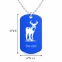 שרשרת דיסקיט מאלומיניום בעיצוב אישי עם השם שלך בעיצוב צבי גודל הדיסקיט 2.9 × 5 ס"מ