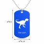 שרשרת דיסקיט מאלומיניום בעיצוב אישי עם השם שלך בעיצוב דינוזאור גודל הדיסקיט 2.9 × 5 ס"מ